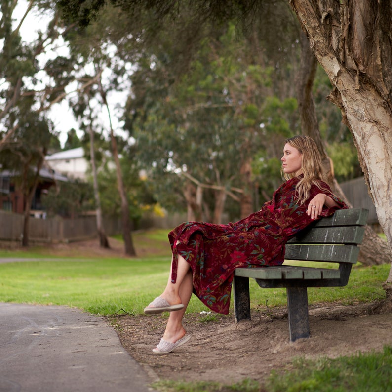 'Sophisticated Splendour' 100% Cotton Velvet Kimono Robe Robe