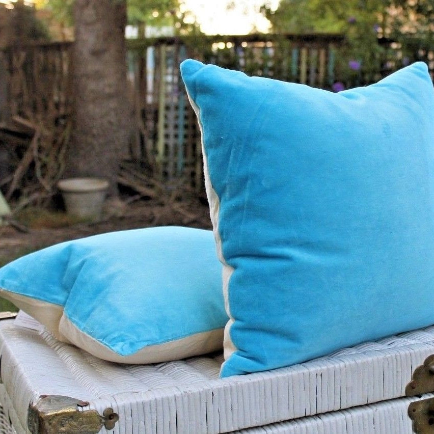 'Sea & Sky' 100% Cotton Velvet Cushion Cover