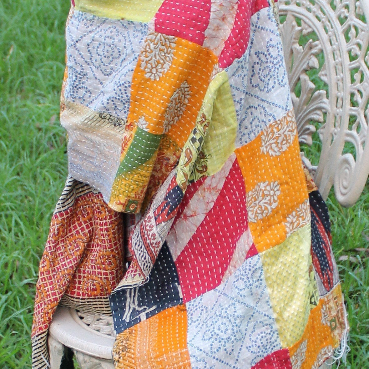 'Playful Patchwork' 100% Cotton Reversible Scarf