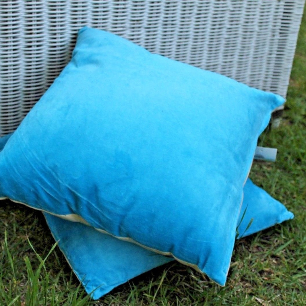 'Sea & Sky' 100% Cotton Velvet Cushion Cover