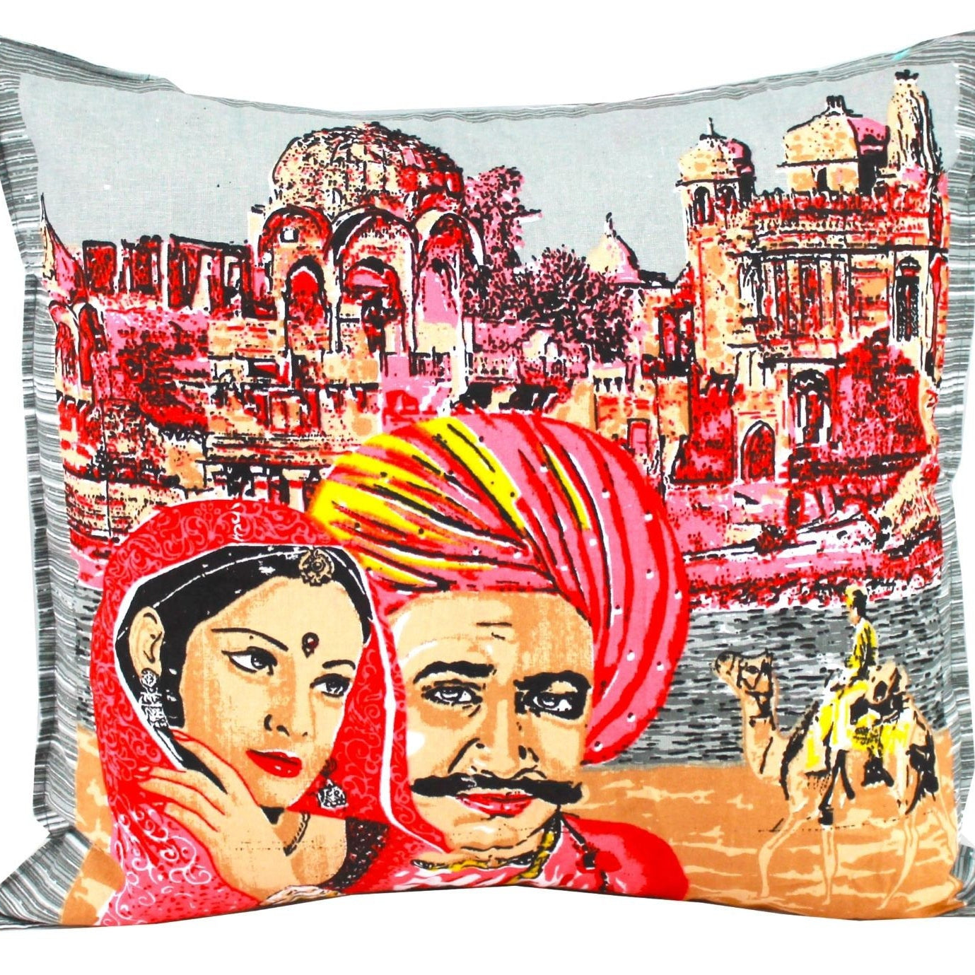'Exotic Elegance' 100% Hand-Printed Cotton Cushion Cover