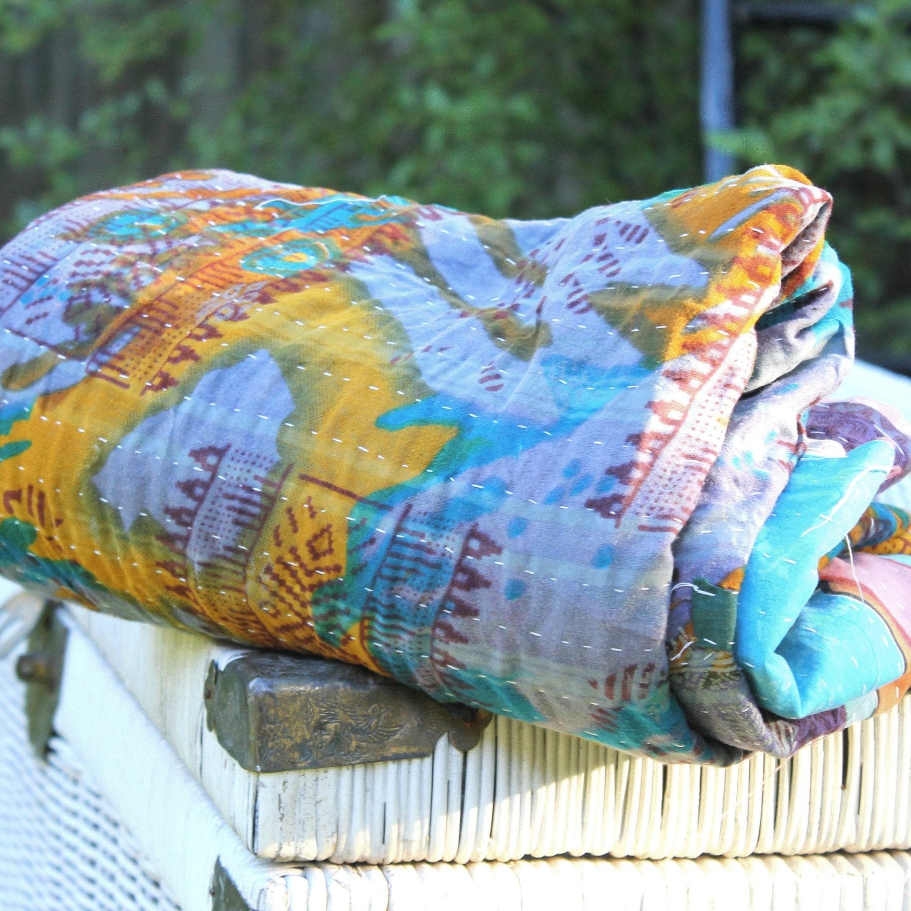 Vintage Hand Made Indian Kantha Bed Spread Blanket Throw Boho Home Decor Linen Connections Patchwork Boho throw kantha quilt baby blanket