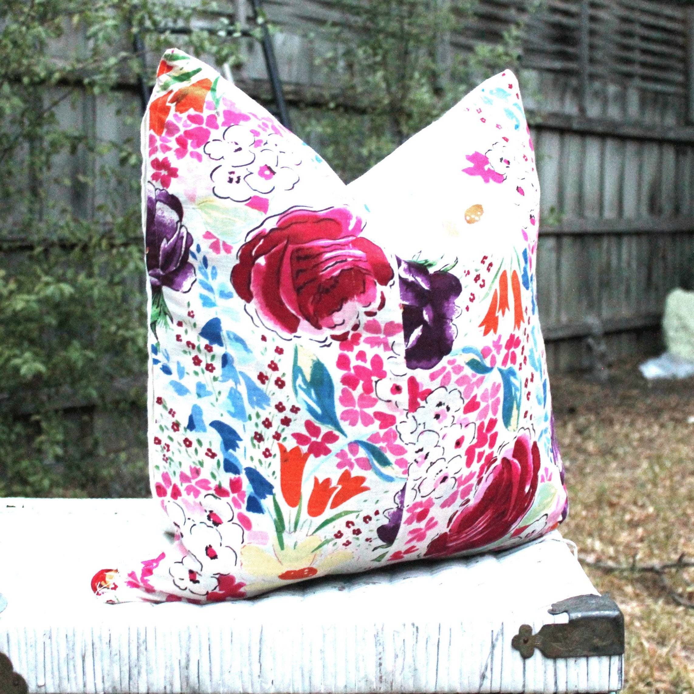 'Watercolor Florals' 100% Cotton Cushion Cover