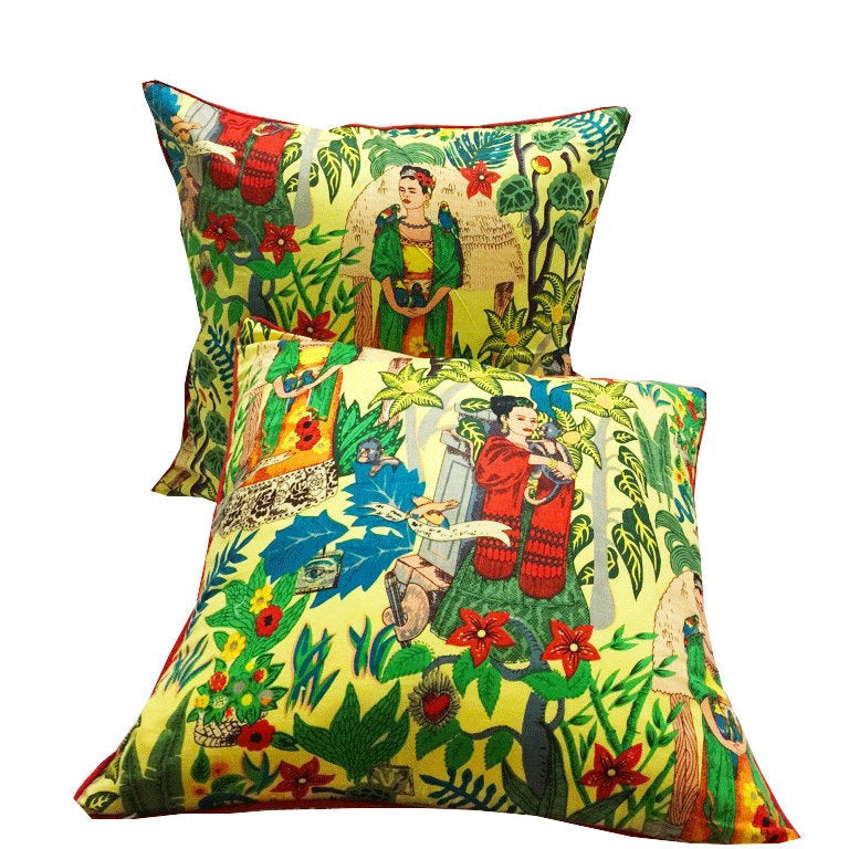 'Vibrant Frida' 100% Cotton Cushion Cover