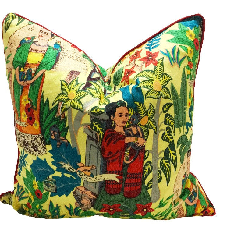 'Vibrant Frida' 100% Cotton Cushion Cover