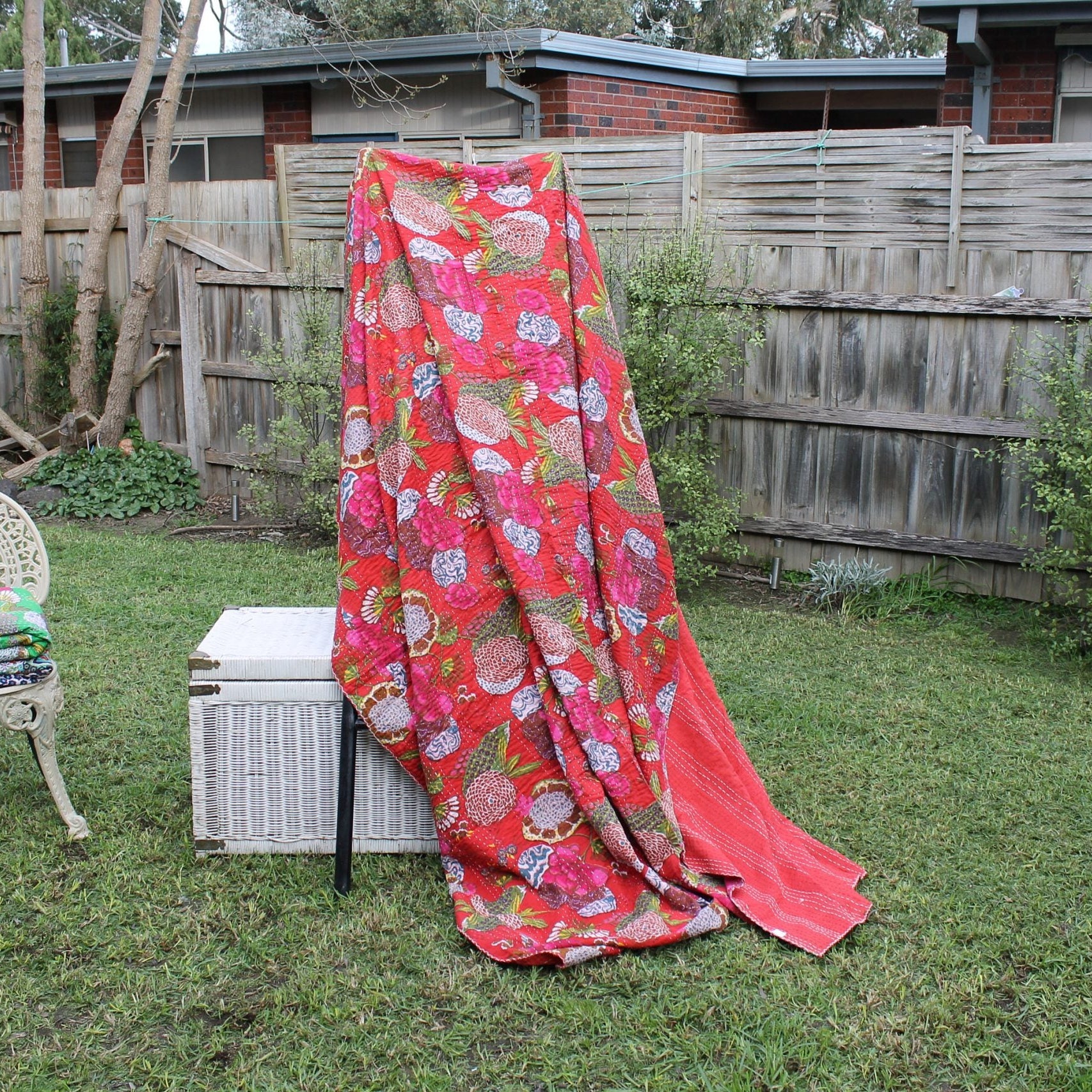 Vintage Hand Made Indian Kantha Bed Spread Blanket Throw Quilt King Size Home DecorBedroom Boho Decor