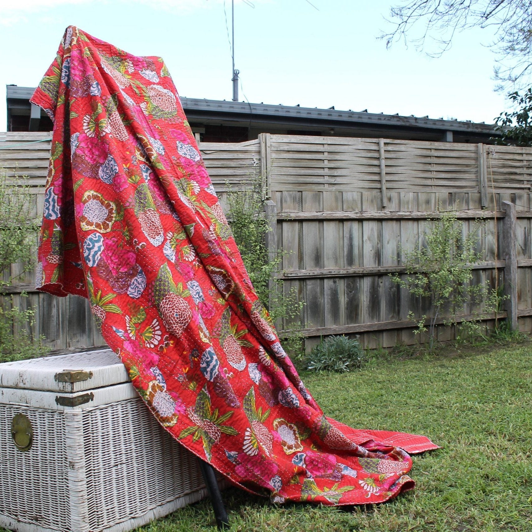 Vintage Hand Made Indian Kantha Bed Spread Blanket Throw Quilt King Size Home DecorBedroom Boho Decor