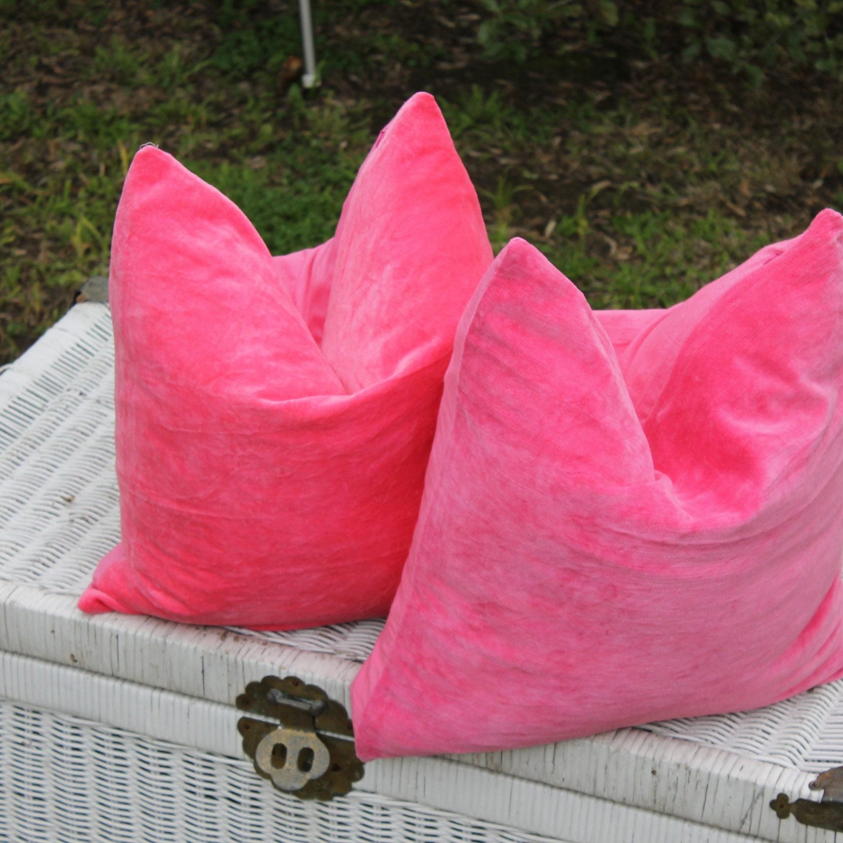 'Flamingo Haze' 100% Cotton Velvet Cushion Cover