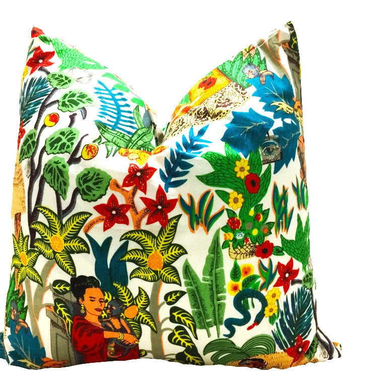 Mexican Painter Pillow Case, Decorative Cushion, Jungle Plants Mexican Painter Art Garden Country Mexico Muertes Cushion 100% cotton 50*50cm