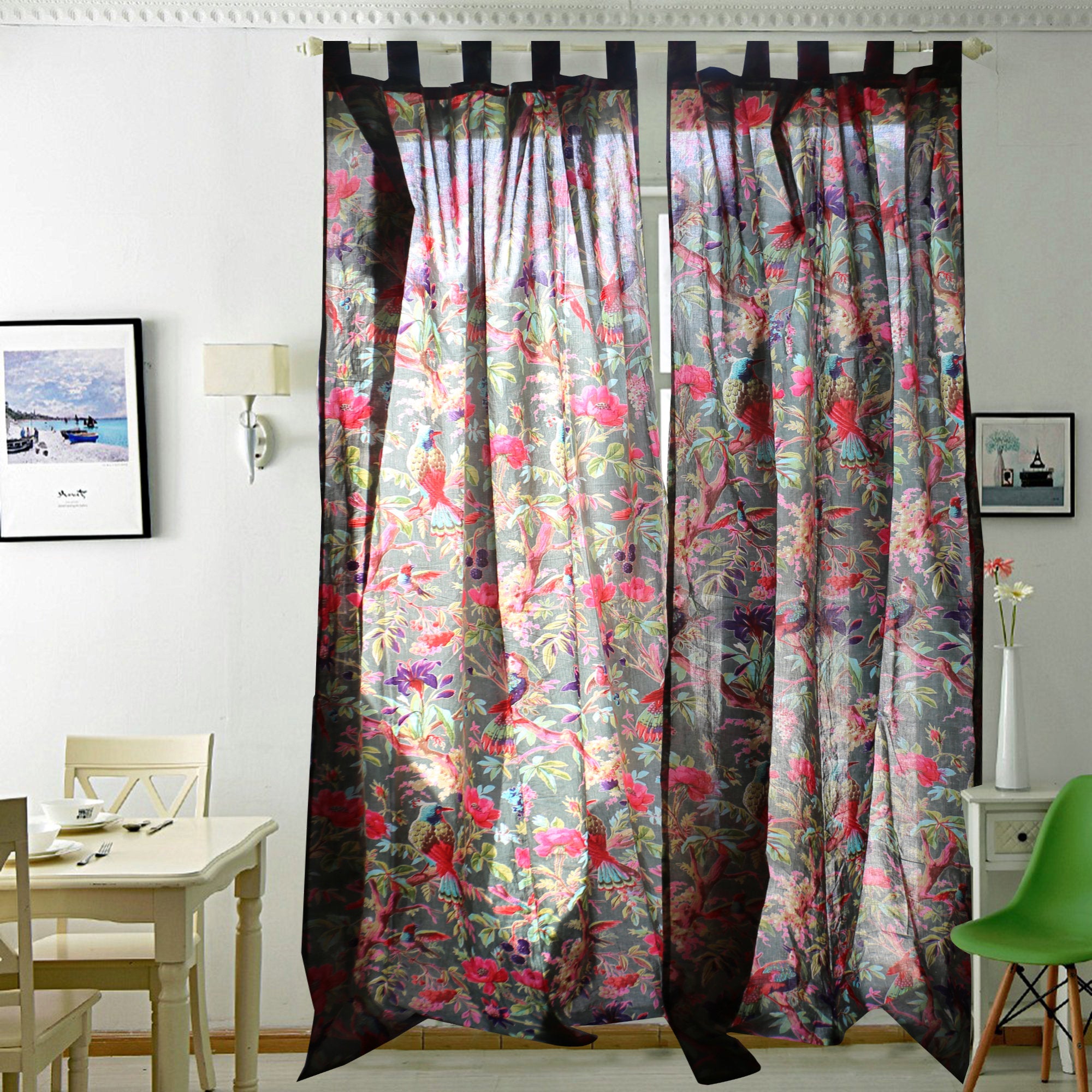 'Paradise Blooms' 100% Cotton Boho Curtains