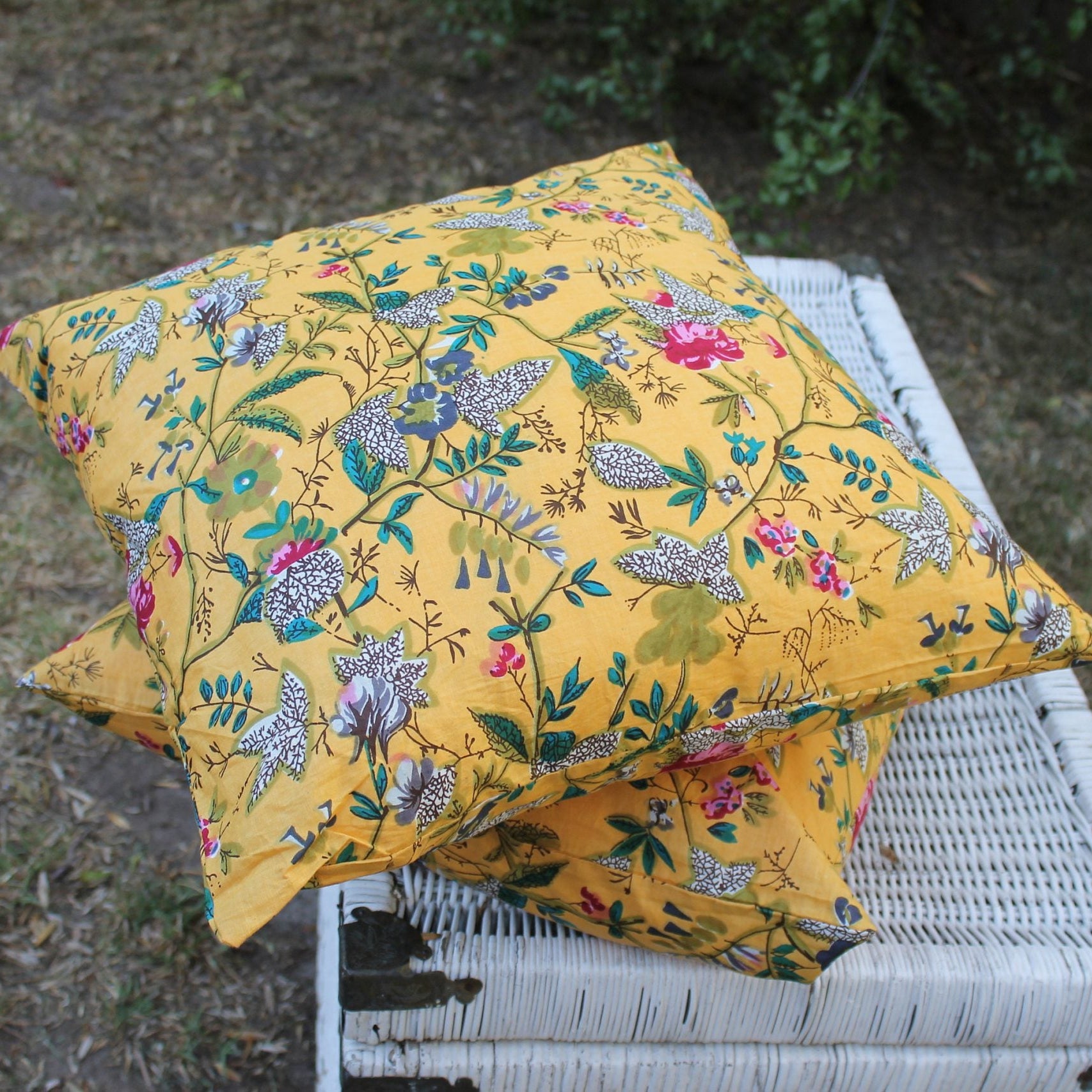 'Nature's Melody' 100% Handmade Cotton Cushion Cover
