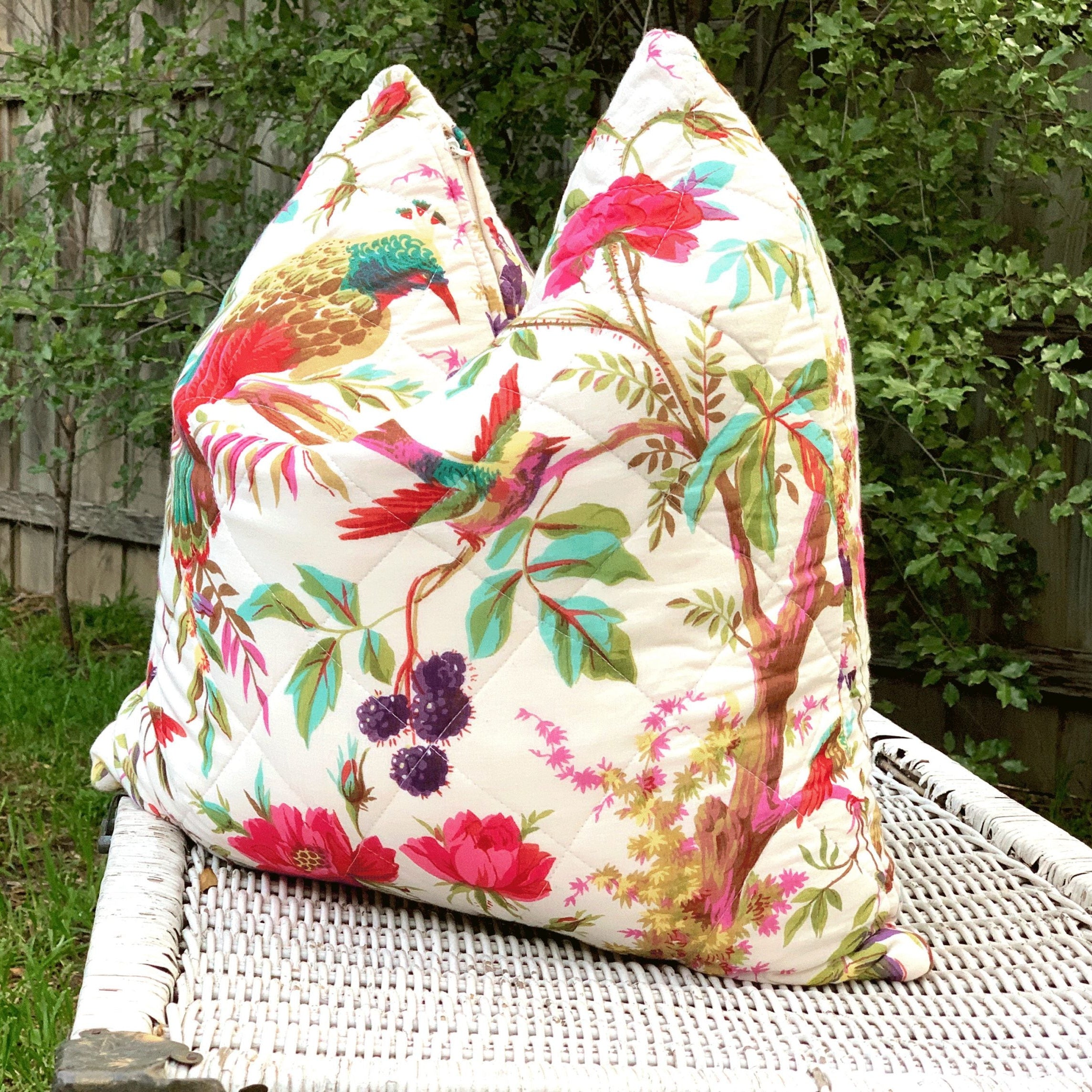 'Songbird Sanctuary' 100% Handmade Cotton Cushion Cover