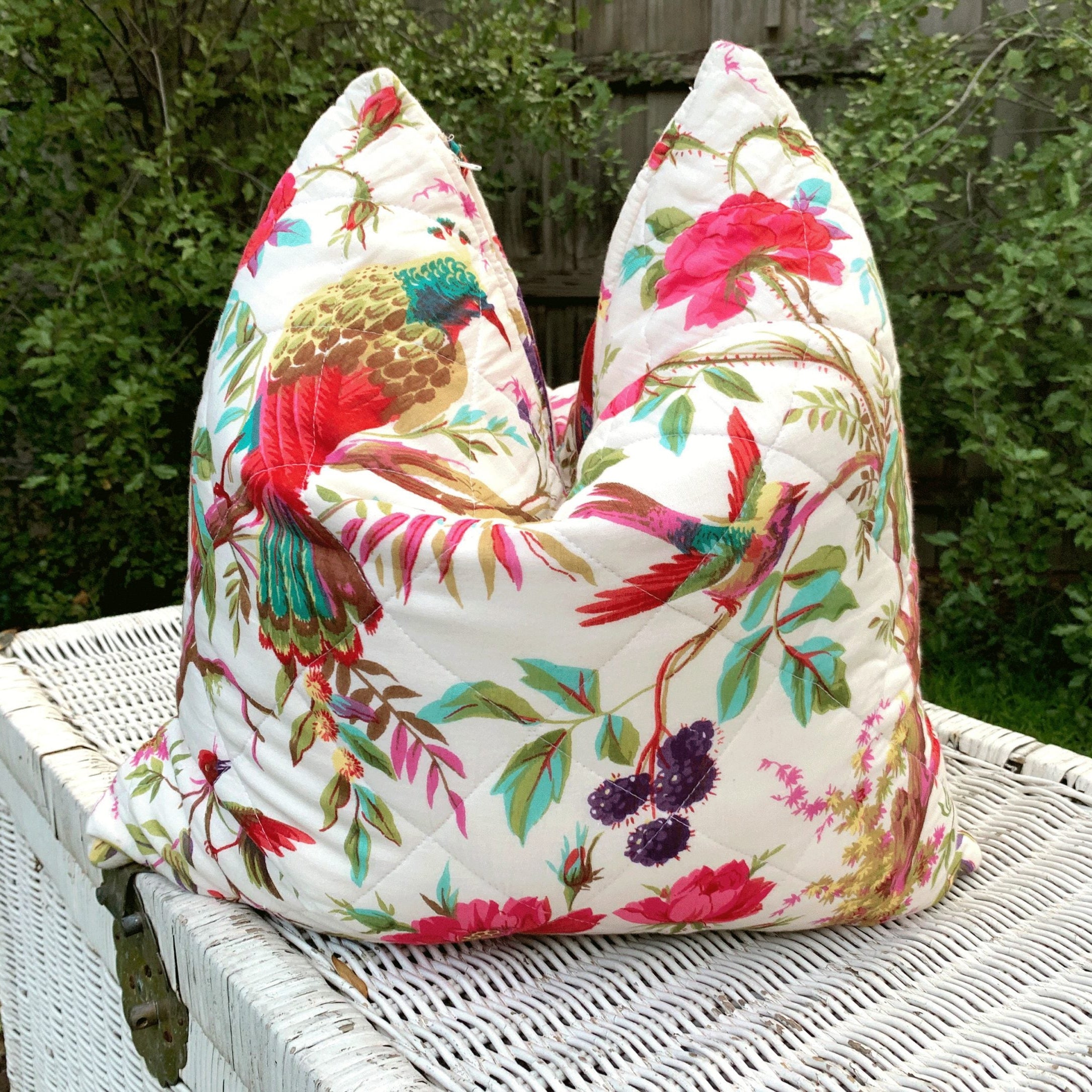 'Songbird Sanctuary' 100% Handmade Cotton Cushion Cover