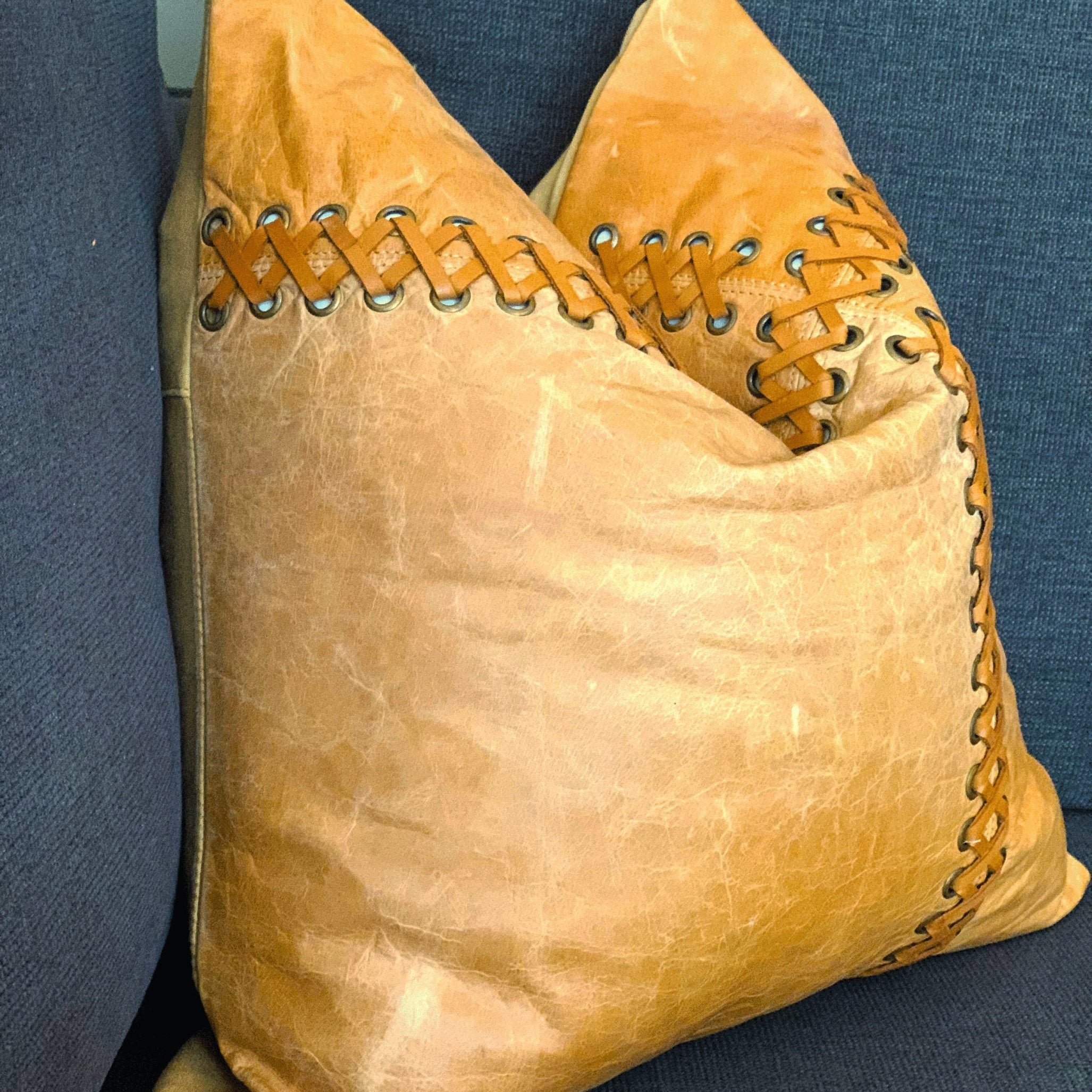 100% Tan Leather Cushion Cover - Beige Leather