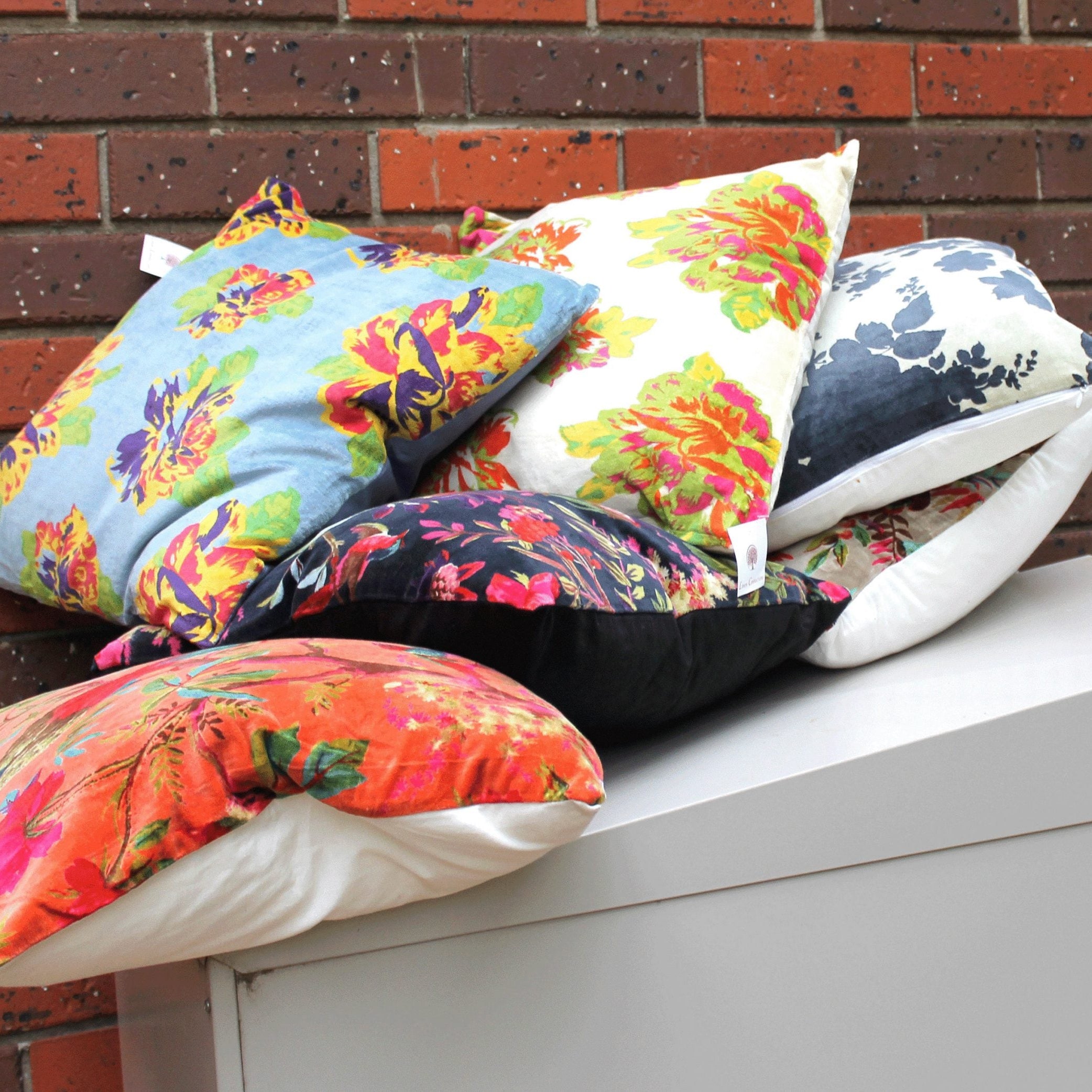 'Fluttering Flora' 100% Handmade Cotton Cushion Cover