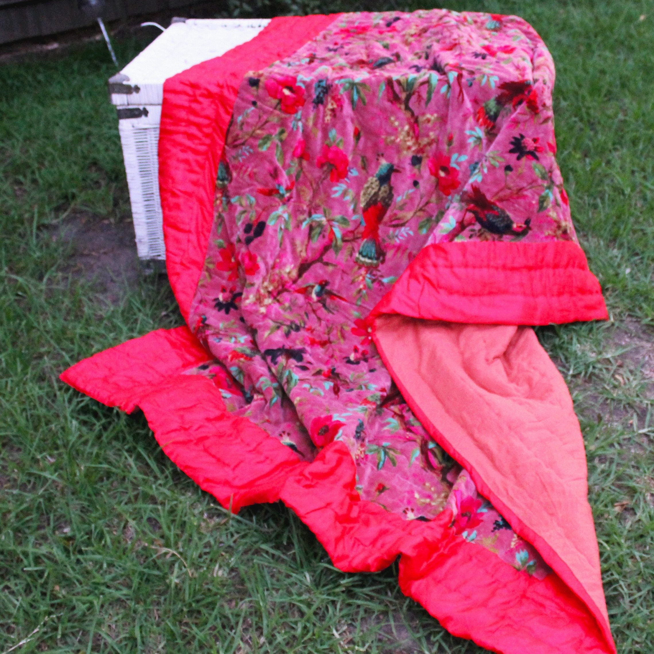 Floral Cotton Quilt Bedspread Comforter Duvet- Pink World