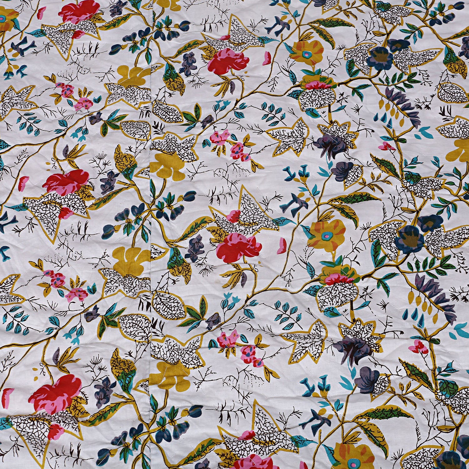 Linen Connections Kantha Quilt Blanket - White Bird