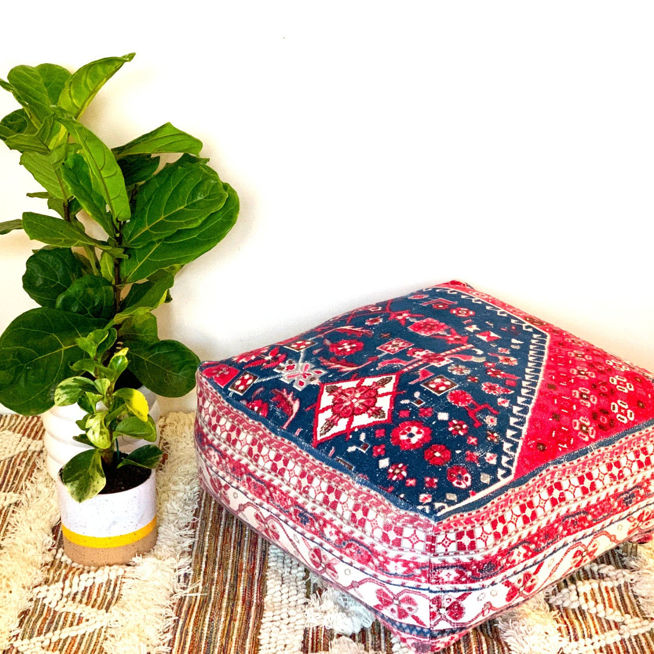 Stunning Moroccan Cushion, Handwoven kilim pouf, Beanbag, Yoga Meditation Cushion, Linen Connections,  Ottoman, Footstool, Home Decor Gift