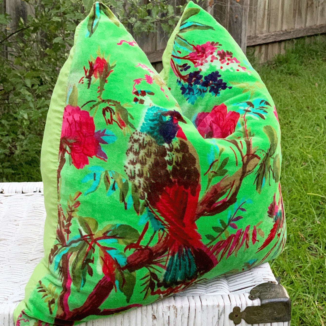 'Jungle Vibrance' 100% Cotton Velvet Cushion Cover