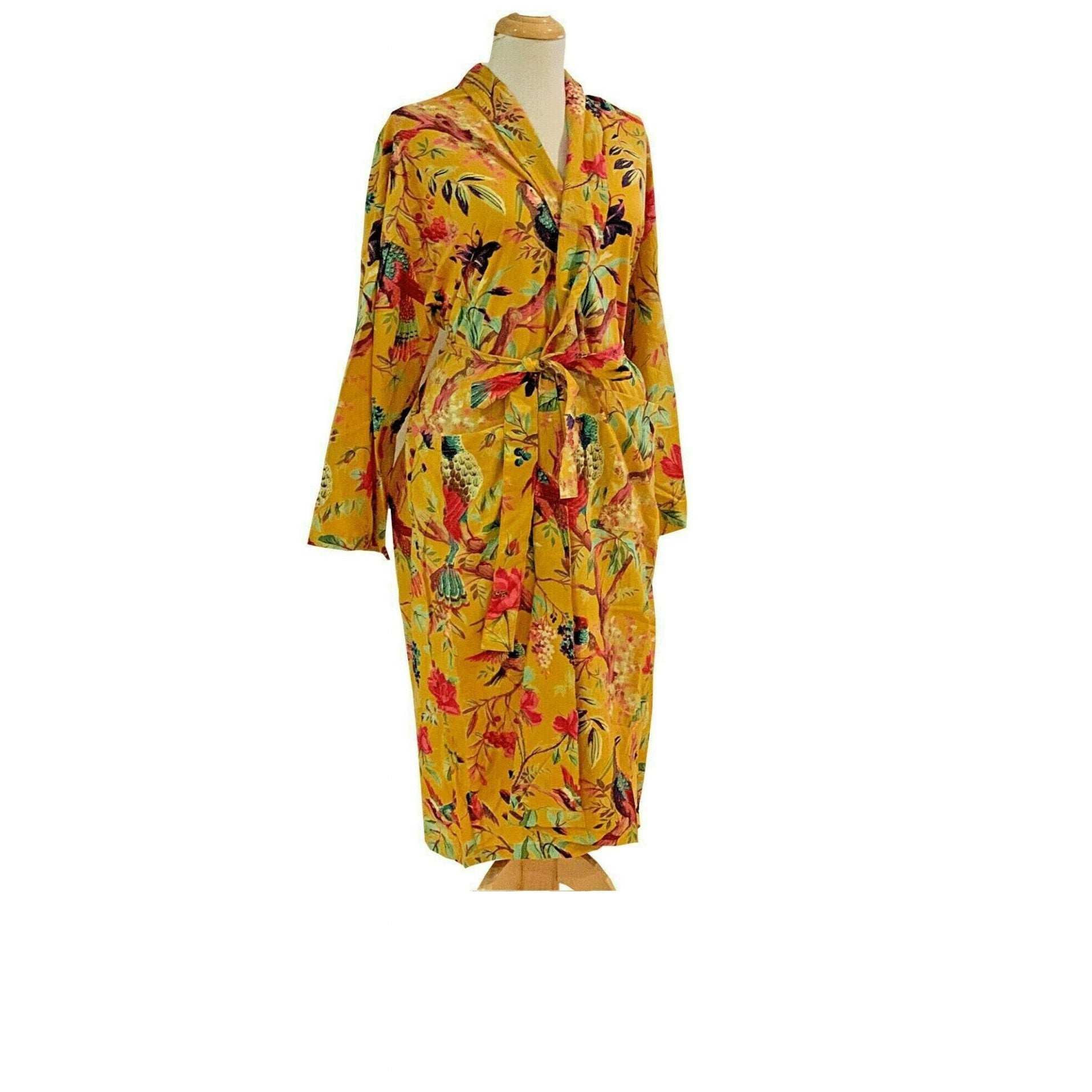 'Birds of Paradise' 100% Cotton Kimono Bathrobe