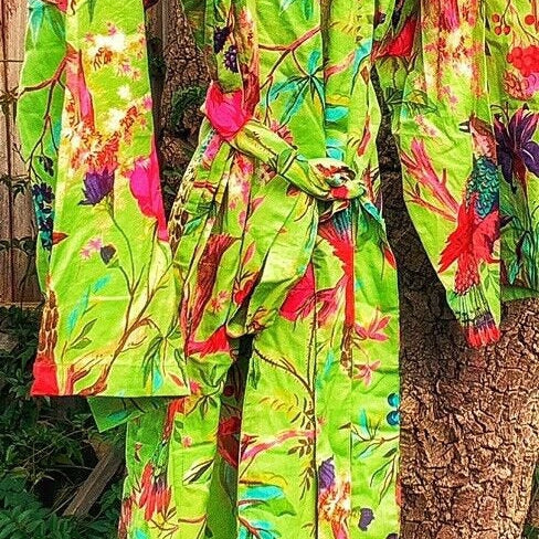 'Boho Birds' 100% Cotton Kimono Bathrobe