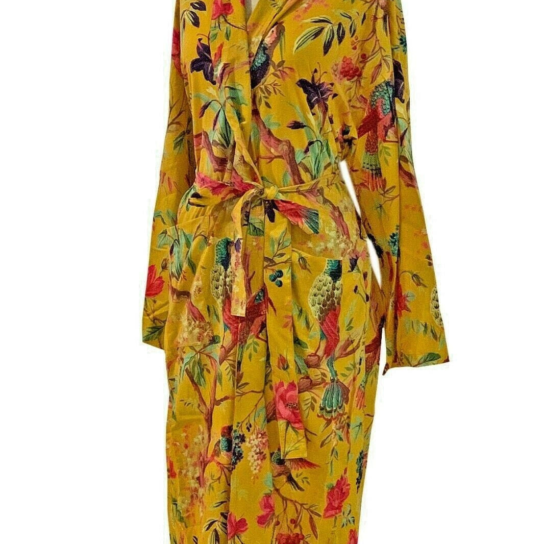 'Birds of Paradise' 100% Cotton Kimono Bathrobe