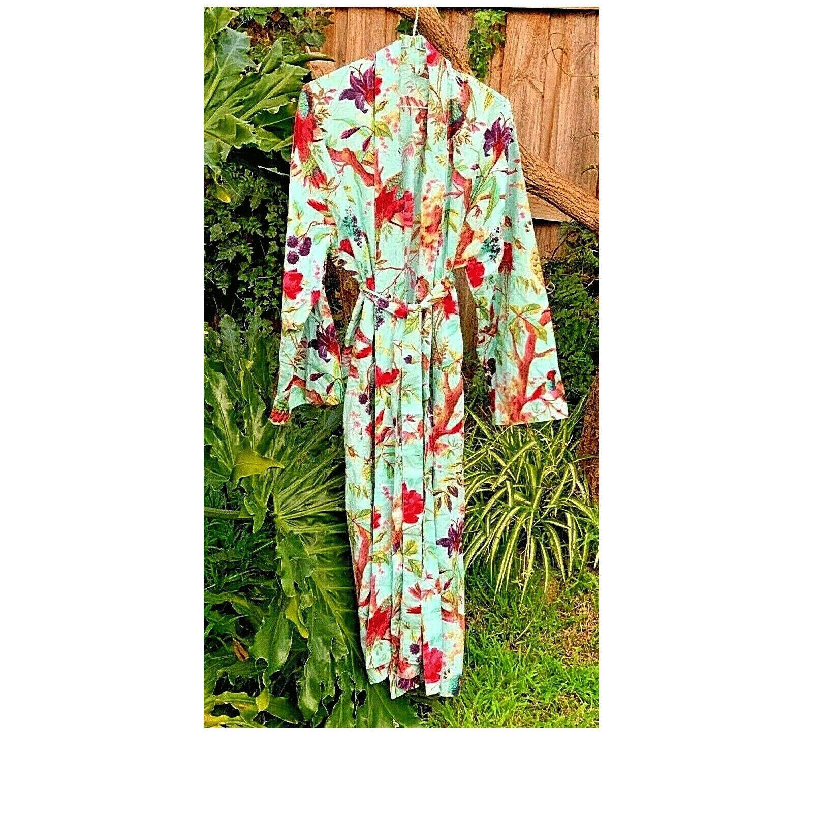 'Birdsong' 100% Cotton Kimono Bathrobe