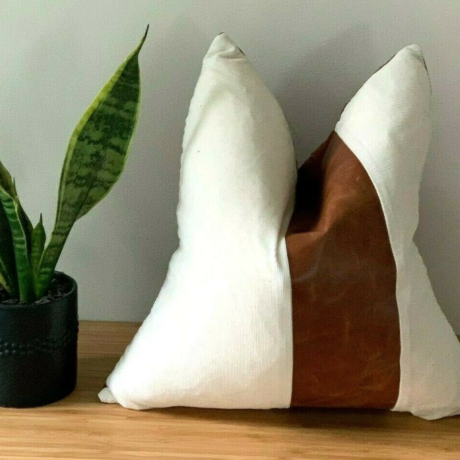 100% Tan Leather Cushion Cover - Haze