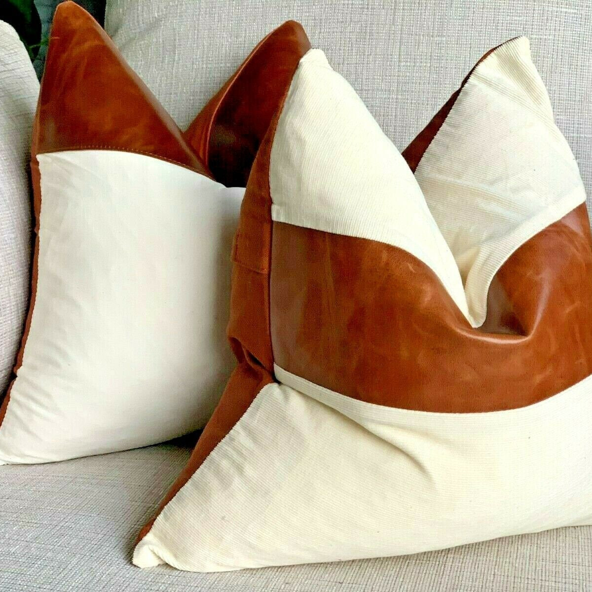 100% Tan Leather Cushion Cover - Haze