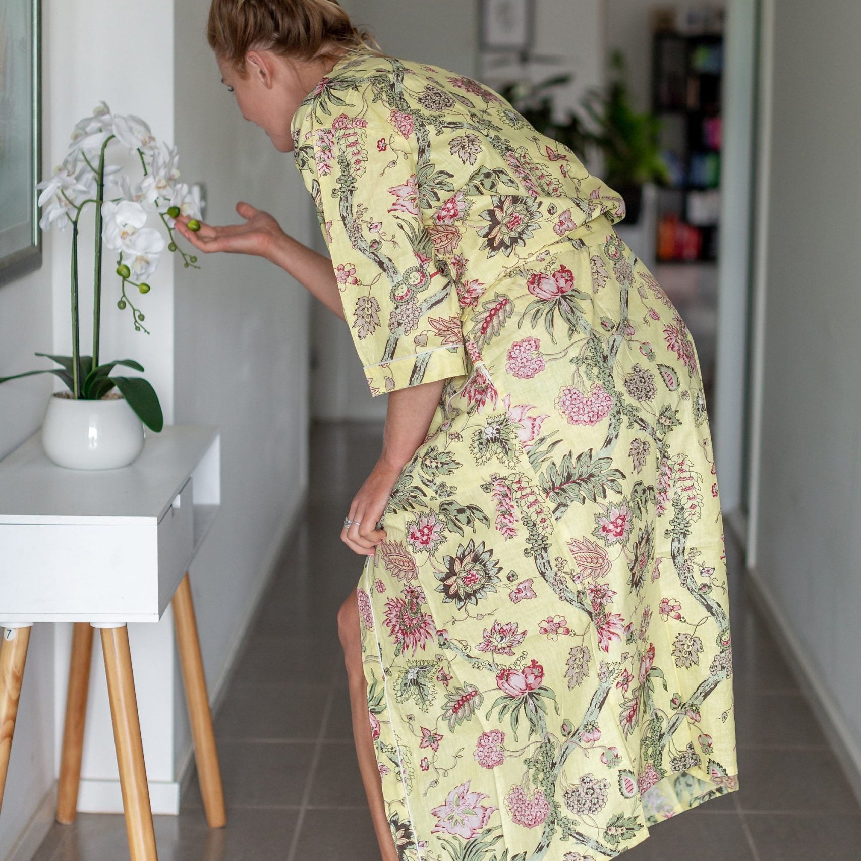 'Golden Warratah' Kimono' 100% Cotton Bathrobe