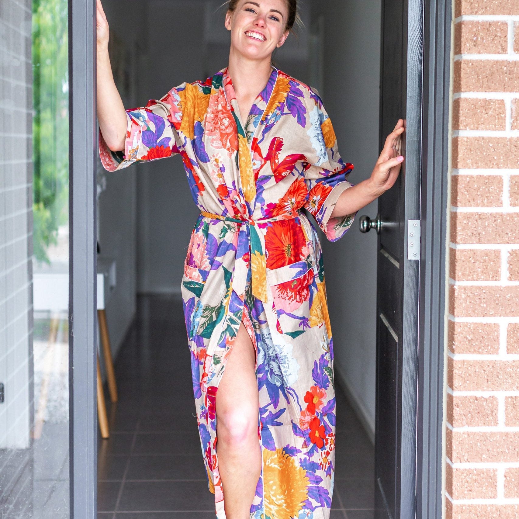 'Morning Bloom' Kimono' 100% Cotton Bathrobe