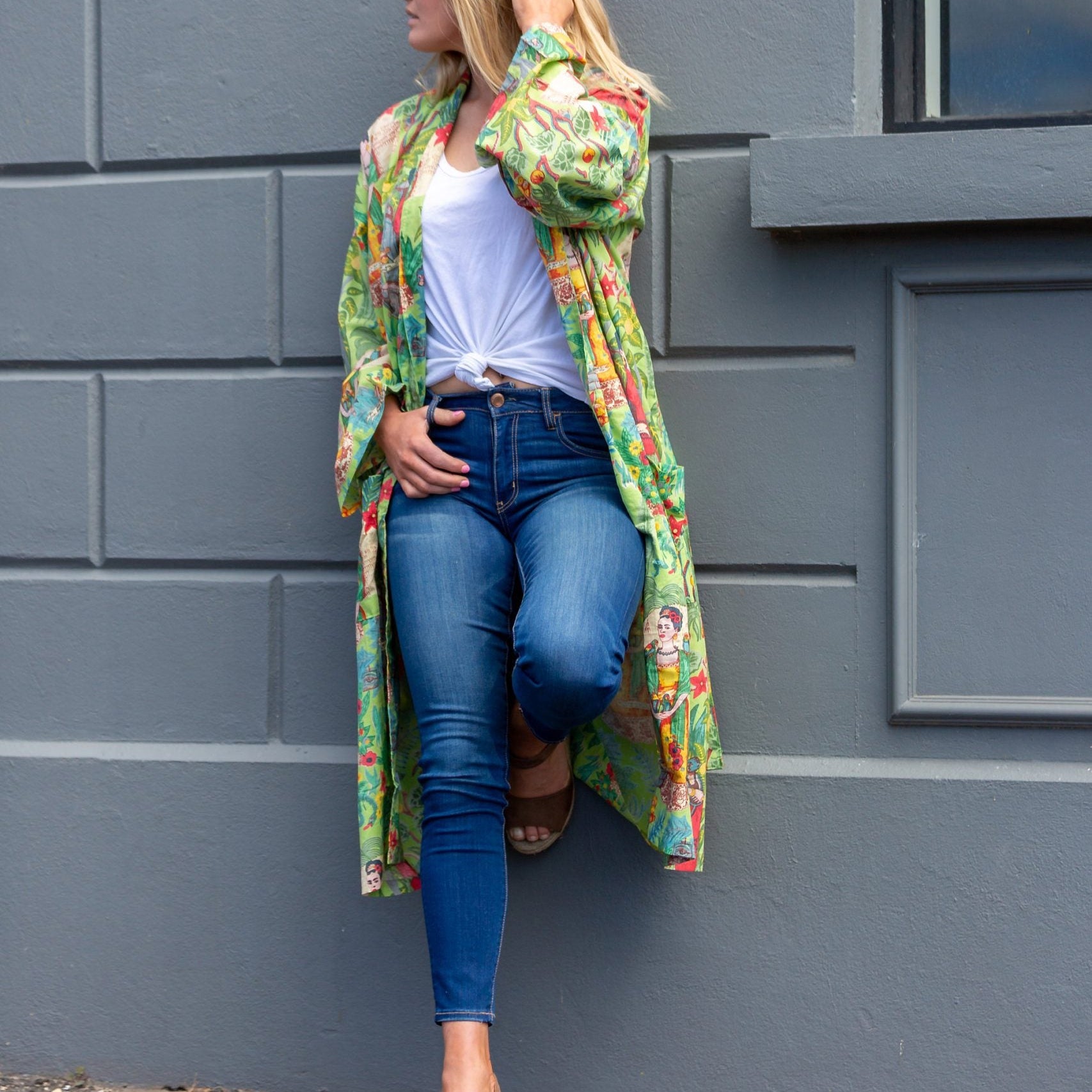'Frida Jungle' Kimono' 100% Cotton Bathrobe