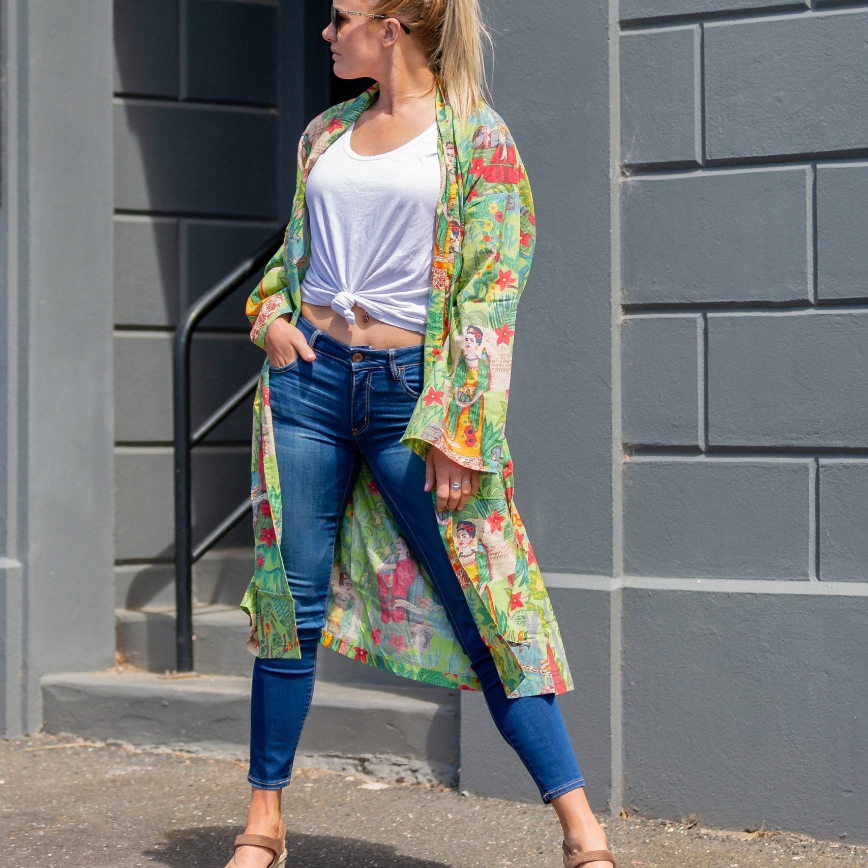 'Frida Jungle' Kimono' 100% Cotton Bathrobe
