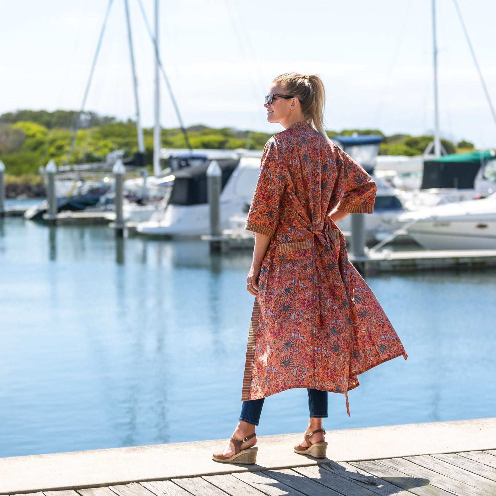 'Grevillea' Kimono' 100% Cotton Bathrobe