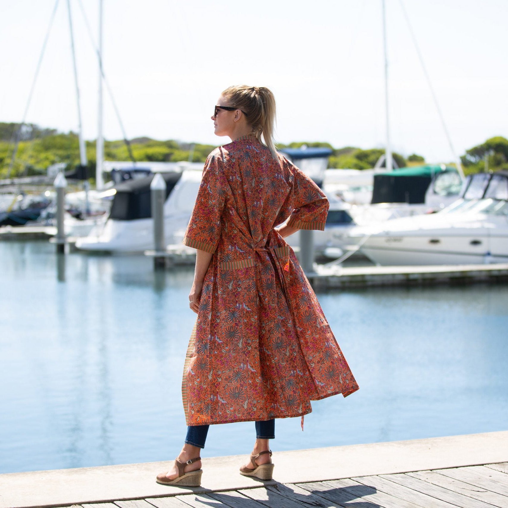 'Grevillea' Kimono' 100% Cotton Bathrobe