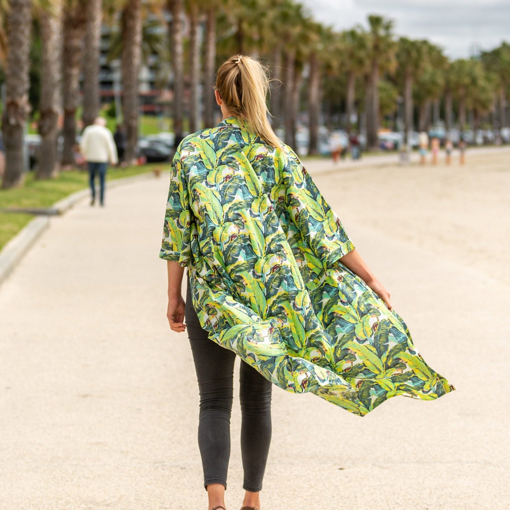 'Jade Jungle' Kimono 100% Cotton Bathrobe
