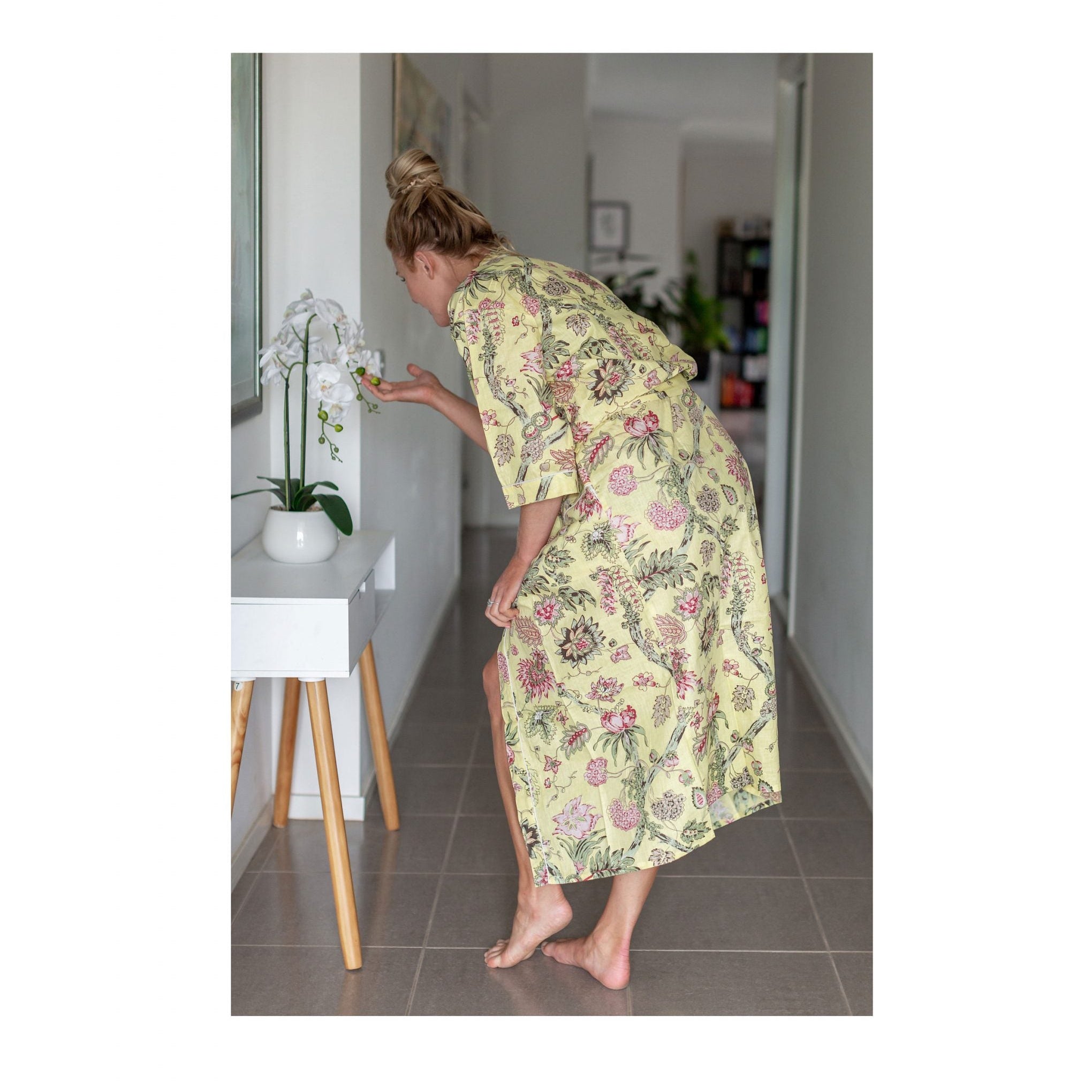 'Golden Warratah' Kimono' 100% Cotton Bathrobe