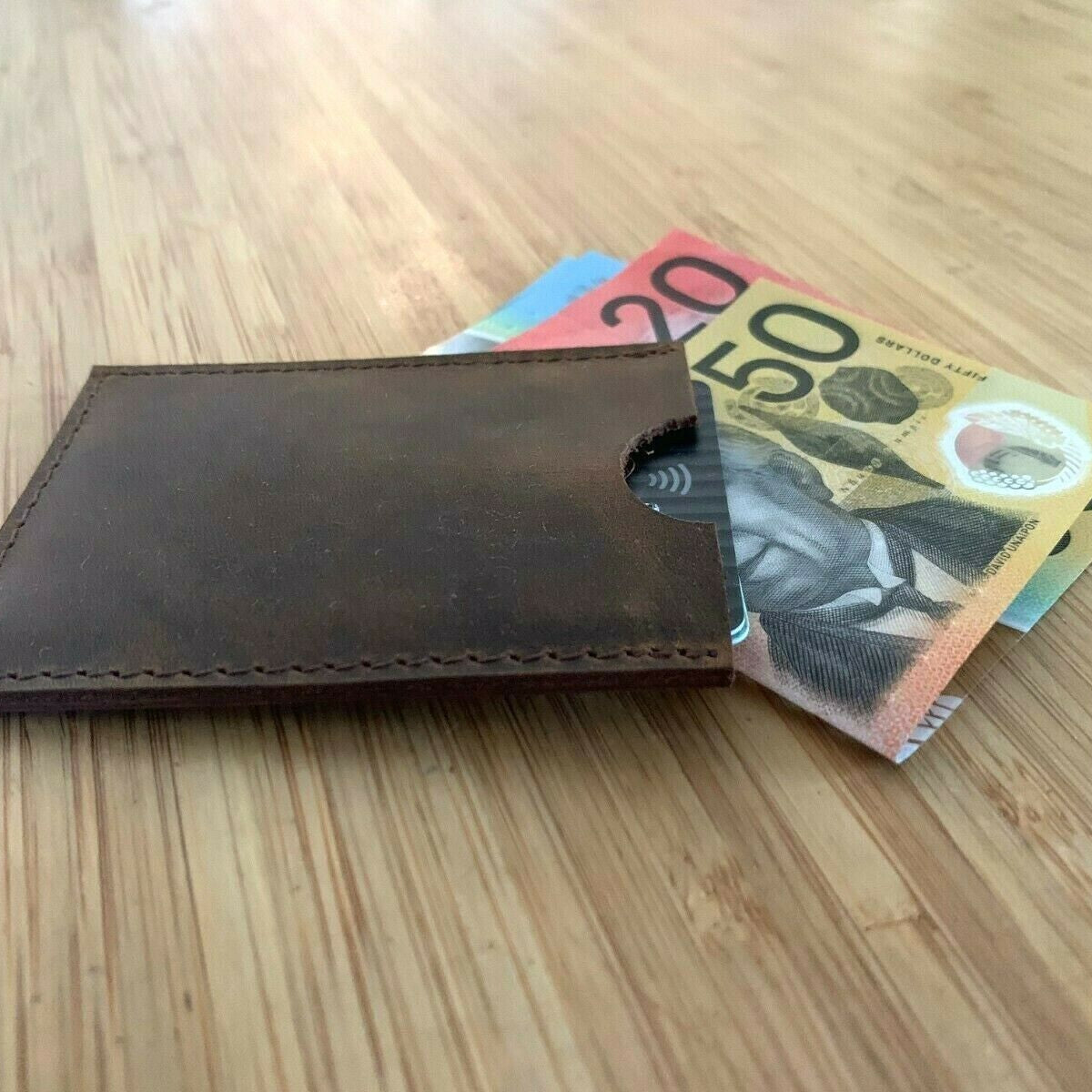 Rustic Genuine Leather Slim Leather Card Holder
