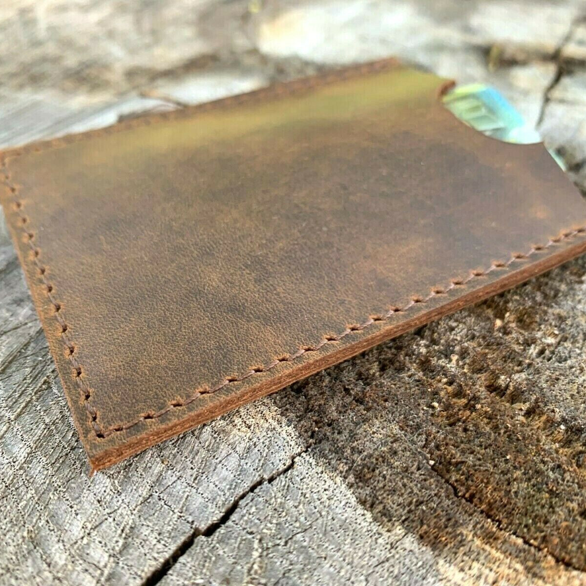 Rustic Genuine Leather Slim Leather Card Holder