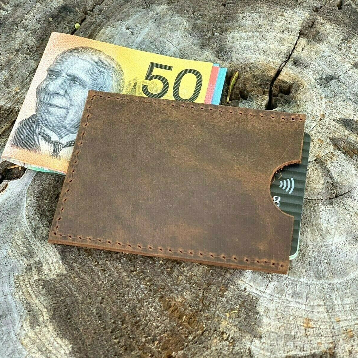 Rustic Genuine Leather Slim Leather Card Holder